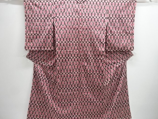 JAPANESE KIMONO / ANTIQUE OMESHI / TAISHO ROMAN STYLE / WOVEN ABSTRACT PATTERN